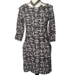 emilyandfin XS Retro Camera Print Fit & Flare Dress